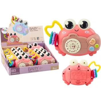 Hračka pro nejmenší Růžový interaktivní krab s projektorem a chrastítkem na baterie