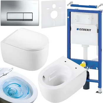 Klozet BPS-koupelny Podomítkový modul Geberit DuoFix s WC mísou LE-WH-TR-02 + ovládací tlačítko Delta 50 chrom