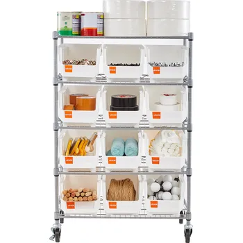 Dílenský regál Vevor Regál na kolečkách s 5 policemi a 12 boxy, drátěný ocelový