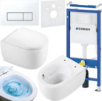 Klozet BPS-koupelny Podomítkový modul Geberit DuoFix s WC mísou LE-WH-TR-02 + ovládací tlačítko Delta 50 bílá