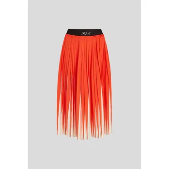 Dámská sukně SUKNĚ KARL LAGERFELD COMMERCIAL PLEATED SKIRT TANGERINE TANGO
