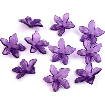 Plastové korálky květ / sukýnka Ø25-29 mm, malé, 14 (61) - 29 mm fialová purpura