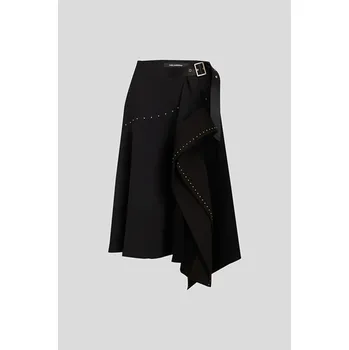 Dámská sukně SUKNĚ KARL LAGERFELD MINI STUD DETAIL FLUID SKIRT BLACK