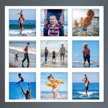 Obraz Rámeček na 9 fotografií Hekla 40x40x9 MDF galerie stříbrný