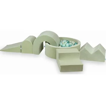 Dětské hřiště Pěnové dětské hřiště s kulatým bazénkem 90x30 Velvet Soft Světle mátová + 5 míčků