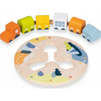 Dřevěná hračka POCIĄG DREWNIANY PRZEKŁADANKA UKŁADANKA HRAČKA DŘEVĚNÁ MOTORICKÁ HRA