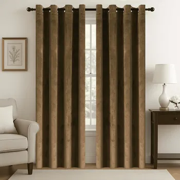 Textilomanie Velvet zatemňovací závěs s kovovými kroužky hnědý