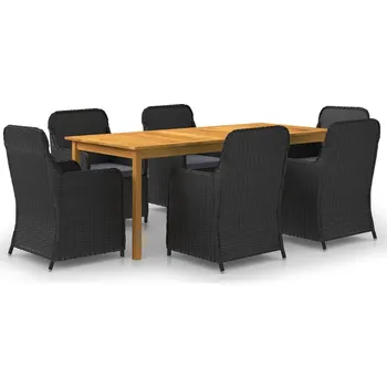 Zahradní sestava zahrada-XL 7dílný zahradní jídelní set černý 3067910