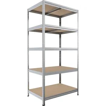 Dílenský regál Kovový regál policový Biedrax 50 x 75 x 180 cm, pozinkovaný - 5 polic MDF