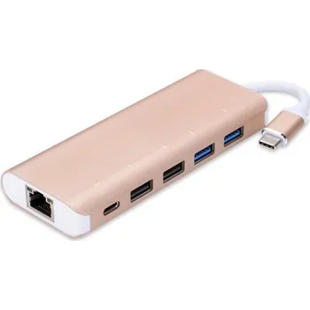 Počítačové příslušenství PremiumCord USB-C hub 4xUSB 2.0+ Gigabit RJ45+1xPD