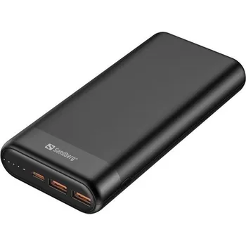 Powerbanka Sandberg Powerbank 20000mAh, USB-C PD 65W + 2x QC3.0, černá