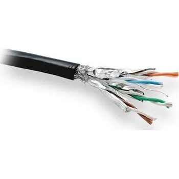 Kabel LYNX SFTP kabel, Cat6a, PE, celoměděný, venkovní, černý, cívka 500m