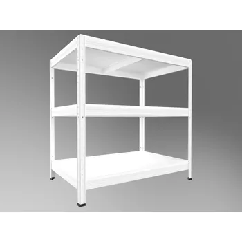 Dílenský regál Kovový regál policový Biedrax 60 x 90 x 120 cm, bílý - 3 police bílé lamino 12mm