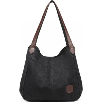 Dámská taška na rameno canvas Kono Saviora - černá - velikost L EB2040L-BK