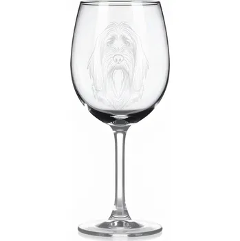 Sklenice Sklenice na víno s gravírovaným motivem – malý hrubosrstý vendéeský baset