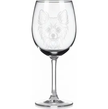 Sklenice Sklenice na víno s gravírovaným motivem – Čivava dlouhosrstá