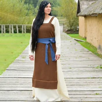 Battle Merchant Vlněná vikinská šatová zástěra Annik – Diamantový kepr, hnědá