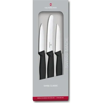 VICTORINOX Třídílná sada nožů na zeleninu - černá Barva: Černá