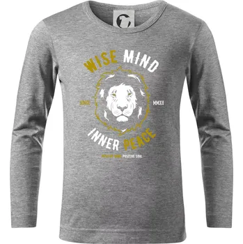 Lion wise - Triko dětské Long Sleeve - 134 cm/8 let ( Tmavě šedý melír )