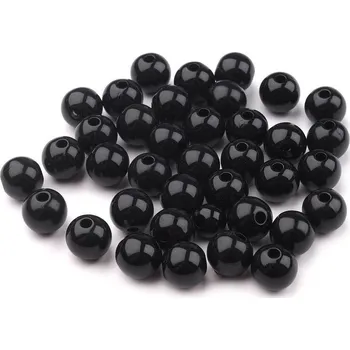Plastové korálky Transparent Ø8 mm, velké, 5 černá