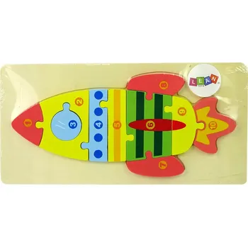 Dřevěné puzzle raketa s čísly