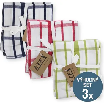 Utěrka ETEX Výhodná sada bavlněných utěrek U03 modrá-zelená-červená - 9 kusů