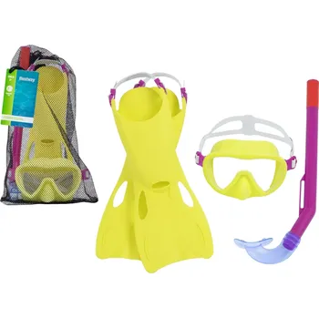 Potápěčská maska dětská sada na šnorchlování BESTWAY – maska, šnorchl a ploutve, žlutá