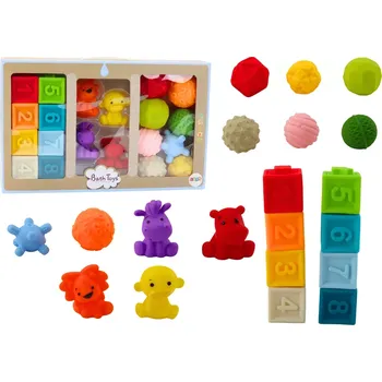 Hračka pro nejmenší Měkké vzdělávací kostky do koupele - Zvířata a tvary