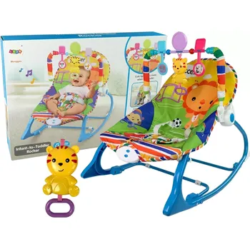 LEAN Toys Houpací křeslo 2v1 Blue Tiger Sounds Vibration