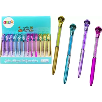 Kuličkové pero s kobrou a třpytivými kamínky, modrá náplň 0,7 mm