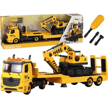 LEANToys Skládací odtahový vůz s pásovým bagrem