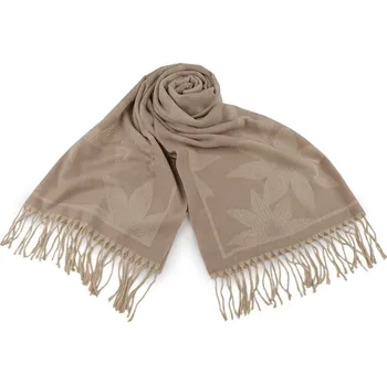 Šála Zimní šála / pléd s třásněmi 70x185 cm, velké, 1 béžová světlá