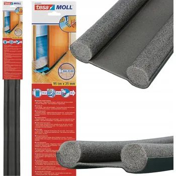 Těsnění do okna a dveří Tesa pěnové těsnění pod dveře, dvojité, šedé, 25 mm x 0,95 m
