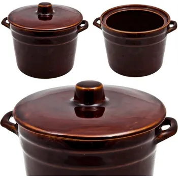 Hrnec Krystynka Q16 Hrnec + víko kamenina na sádlo Krystynka 1,5 hnědá