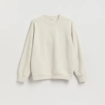 Pánská mikina Reserved - Mikina s&nbsp;kapucí a&nbsp;drobnou výšivkou - krémová - 515EF-01M - 515EF-01M-S