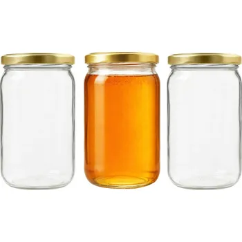 Sklenice ZAVAŘOVACÍ SKLENICE SKLENĚNÁ SKLENICE 720ML NA ZAVAŘENINY OKUREK A MEDU ZLATÝ VÍČKO 82/6