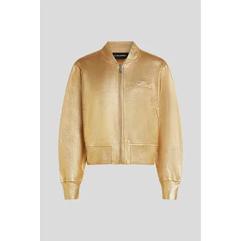 Dámská mikina MIKINA KARL LAGERFELD COATED SIGNATURE ZIP UP LIGHT GOLD