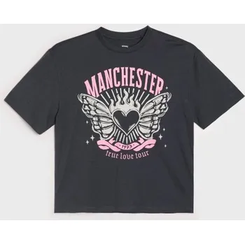 Dívčí tričko Sinsay - Bavlněné tričko s krátkým rukávem - šedá - 726HB-86X - 726HB-86X-158