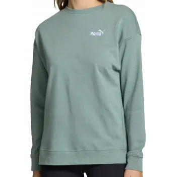 Dámská mikina Mikina Puma, volná, zelená, bavlněná, bez kapuce, dlouhý rukáv