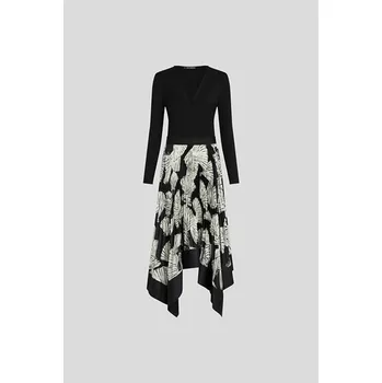 Dámské oblečení ŠATY KARL LAGERFELD MATERIAL MIX PLEATED DRESS BLACK