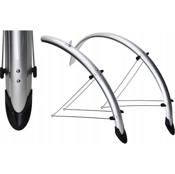 Blatník na kolo BLATNÍKY 28" / 53 mm + ZÁSTĚRKA PŘEDNÍ + ZADNÍ STŘÍBRNÉ ORION