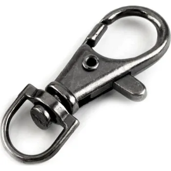 Kovová karabina otočná, průvlek 10 mm, střední, 2 nikl černý