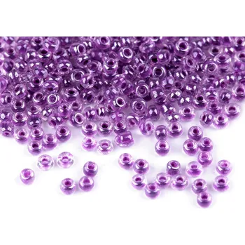 Dětské navlékací korálky Rokajl 8/0 - 3 mm s průtahem, zářivé barvy, malé, 2212 fialová