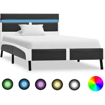 Ložnice Rám postele s LED, šedá, umělá kůže, 90 x 200 cm