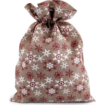 Vánoční dárkový pytlík vločky 20x30 cm, velké, 3 přírodní stř.