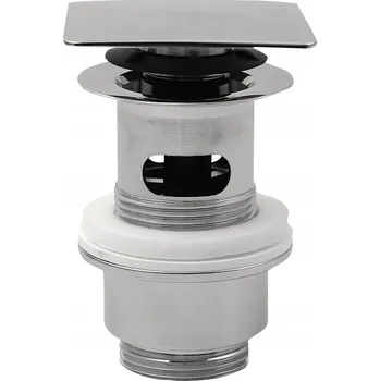 Sifon Zátka s přepadem klik-klak čtvercová OMP stříbrná