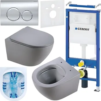 Klozet BPS-koupelny Podomítkový modul Geberit DuoFix s WC mísou MU-MTGR-RIM-03 + ovládací tlačítko Delta 20 chrom