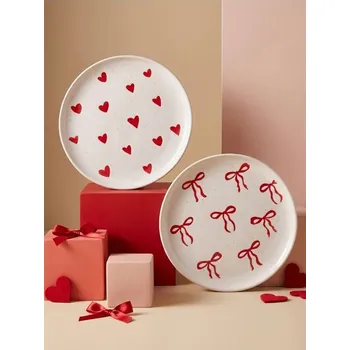 Talíř Sinsay - Sada talířů se srdíčky a mašlemi 2 pack - červená - 206CW-33X - 206CW-33X-ONE