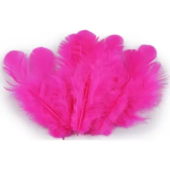 Slepičí peří délka 8-9 cm - růžová ostrá - VÝPRODEJ