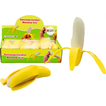 Modelovací hmota LEAN Toys Banán Squishy s kůží Natahovací guma žlutá
